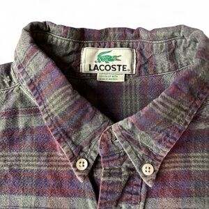 Lacoste Plaid Button-Down Shirt - Green and Purple